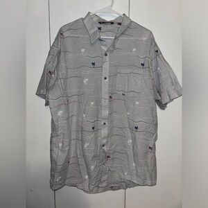 Travis Mathew flag printed button up